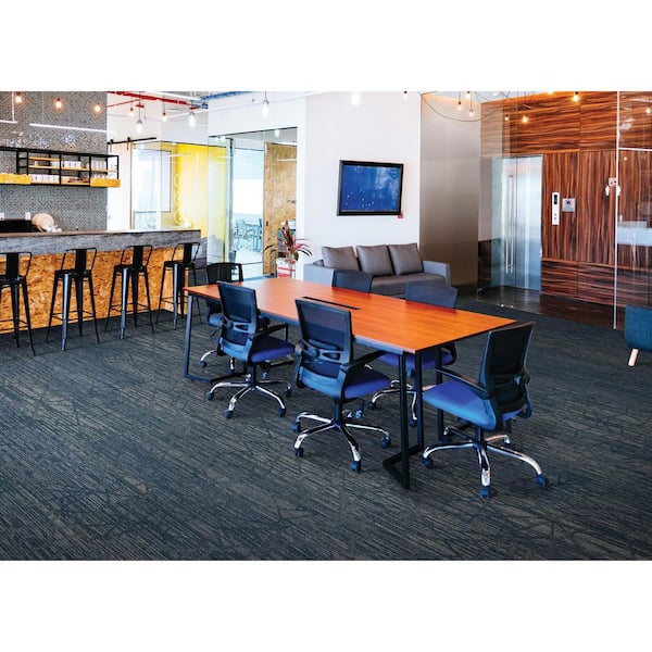 Advance-River Walk-Blue Commercial/Residential 12 in. x 36 in. Glue-Down Carpet Tile Square (72 sq. ft. )
