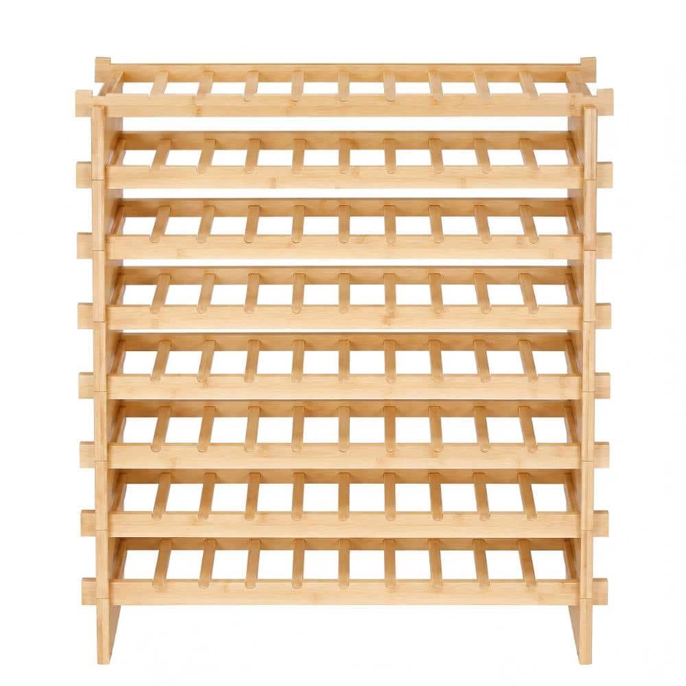 Luxeyard 72 Bottle Stackable Modular Wine Rack Bamboo Wood Display ...