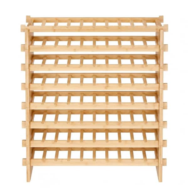 Luxeyard 72 Bottle Stackable Modular Wine Rack Bamboo Wood Display ...