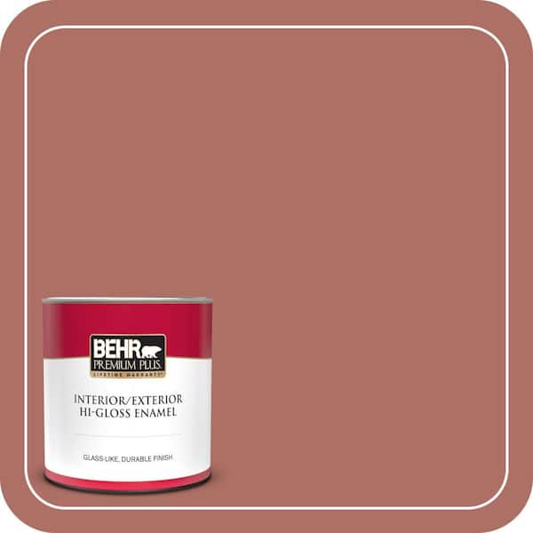 BEHR PREMIUM PLUS 1 qt. #PPF-20 New England Brick Hi-Gloss Enamel Interior/Exterior Paint & Primer