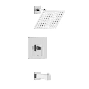 Hotel De Ville Single Handle 1-Spray Square Tub and Shower Faucet in Chrome Valve Included