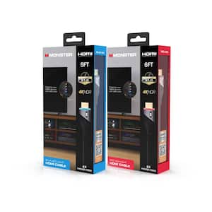 6 ft. H Speed 4K Hdr Hdmi Cable with Built-in Blue/Red Led Light, Gaming, Video, and Computer (2-Pack)