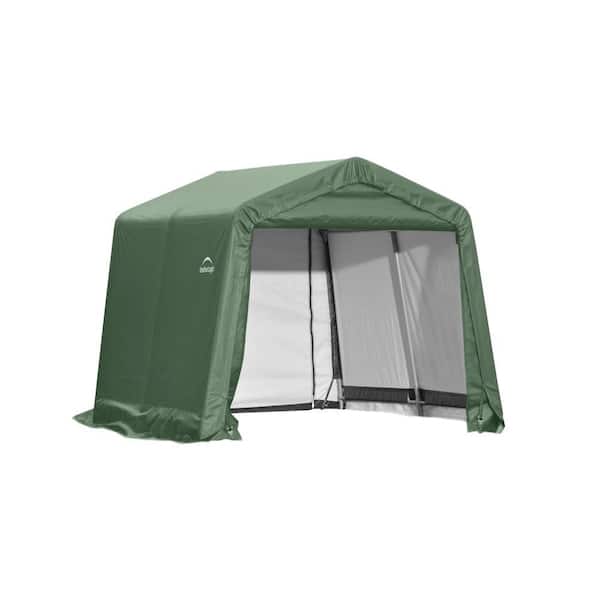 ShelterLogic 11 ft. W x 16 ft. D x 10 ft. H Steel and Polyethylene Garage without Floor in Green with Patented Stabilizers