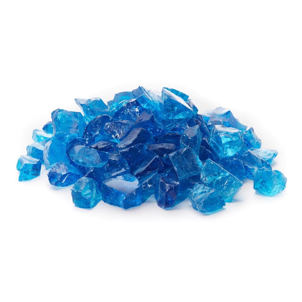 EXOTIC Fire Glass 1/2 in. to 3/4 in. Turquoise Classic Fire Glass (25 ...