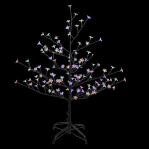 4 ft. Multi-Color LED Lighted Cherry Blossom Flower Artificial Tree