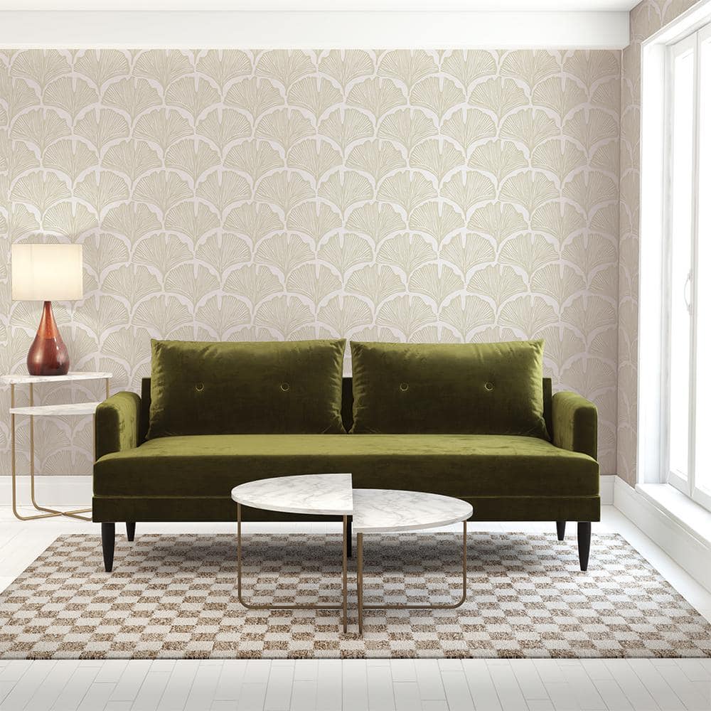 Waverly White Palm Damask Peel and Stick Wallpaper Roll