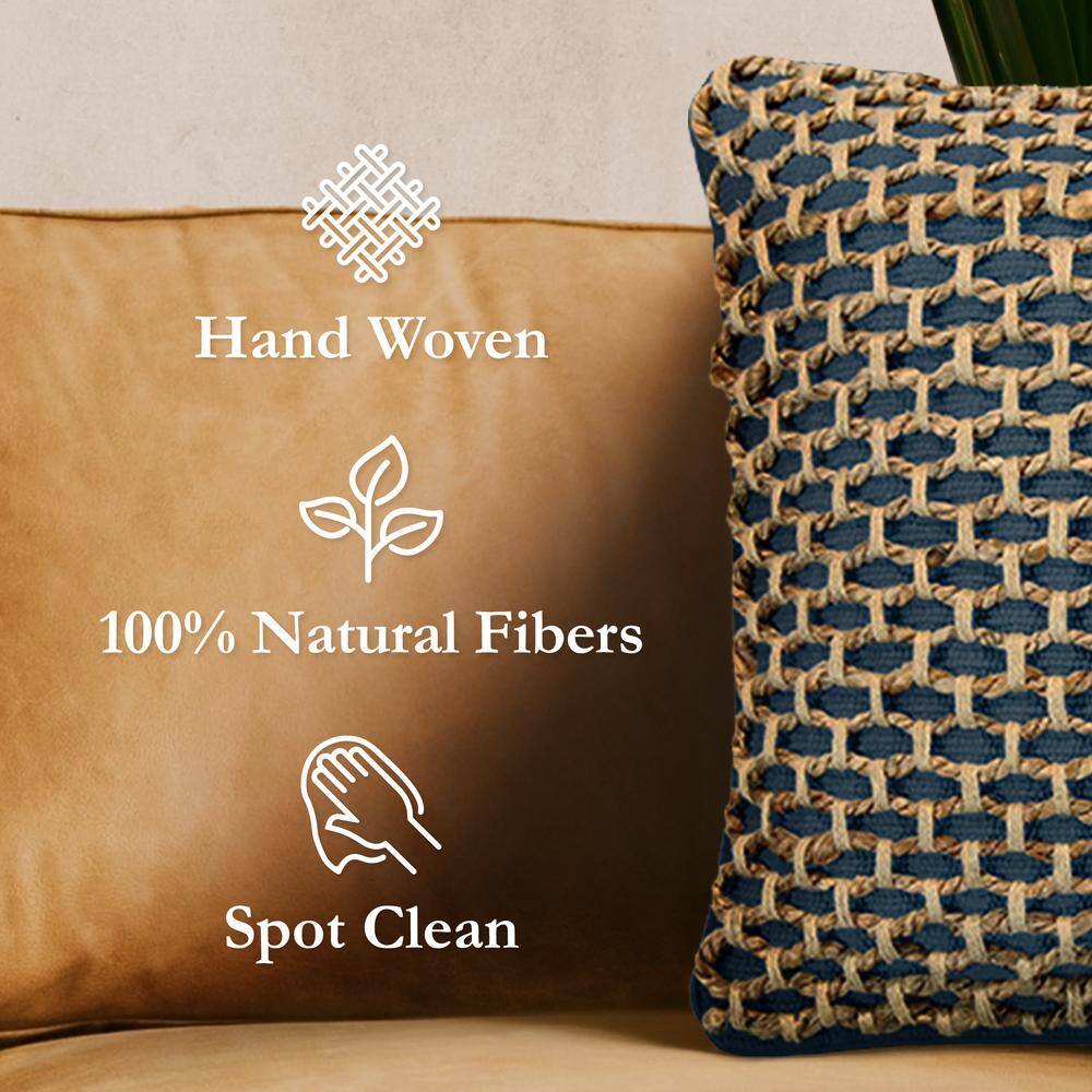 Indigo and Jute 20" Cotton Euro Pillow Covers Set