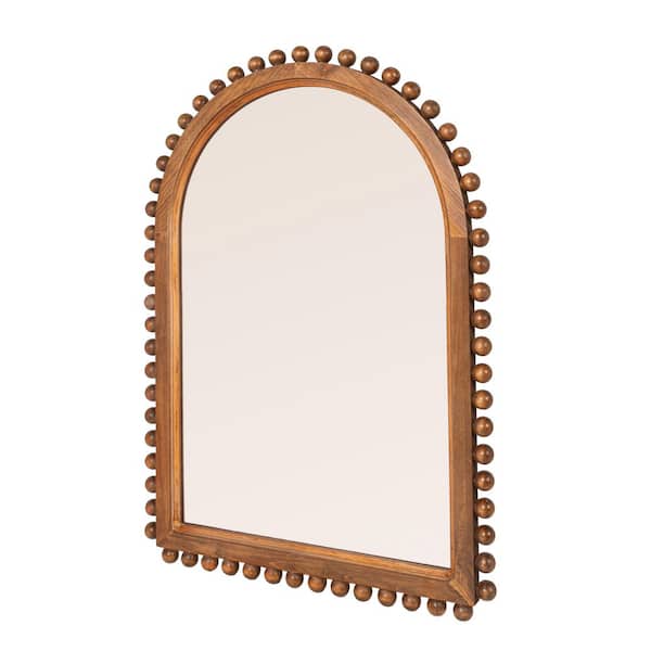 Willa Walnut 1.2 in. W x 33.9 in. H Arched Metal Ball Framed Wall Mirror