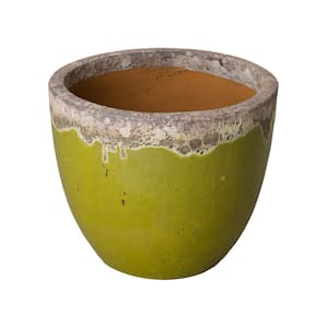 Large 20 in. Lime Ceramic Reef Round Planter