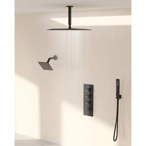 SerenityFlow Shower System 7-Spray 16 and 6 in. Dual Ceiling Mount Fixed and Handheld Shower Head 2.5 GPM in Matte Black