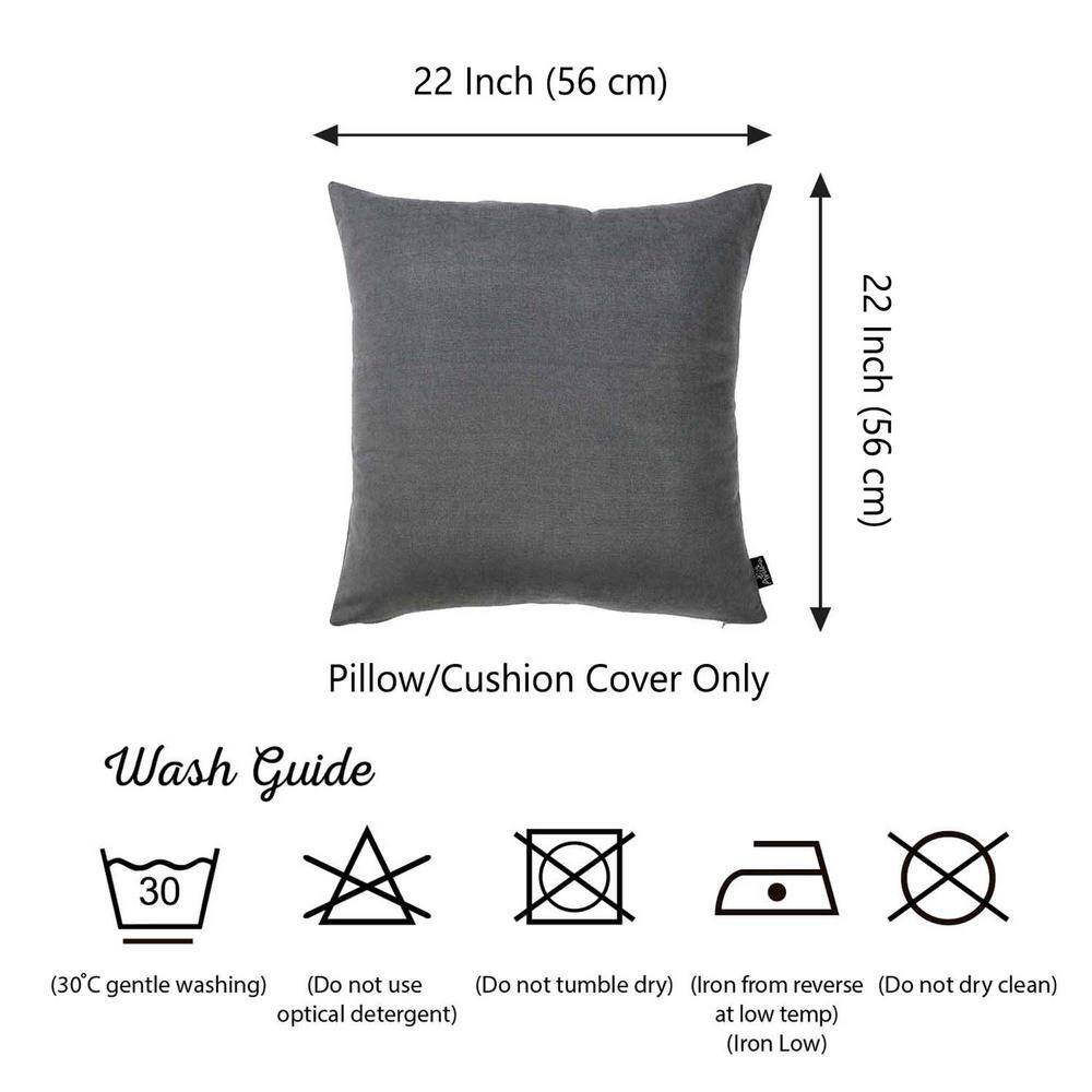 Gray Polyester Square Pillow Cover Set of 2, 22" x 22"