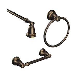 Banbury 3-Piece Bath Hardware Set with 24 in. Towel Bar, Paper Holder, and Towel Ring in Mediterranean Bronze
