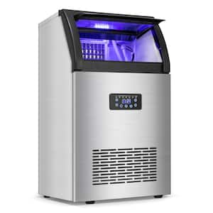 16.2 in.150 lbs. 24H HalfSize Cube Undercounter Freestanding Commercial Ice Maker Upgraded Compressor StainlessSteel