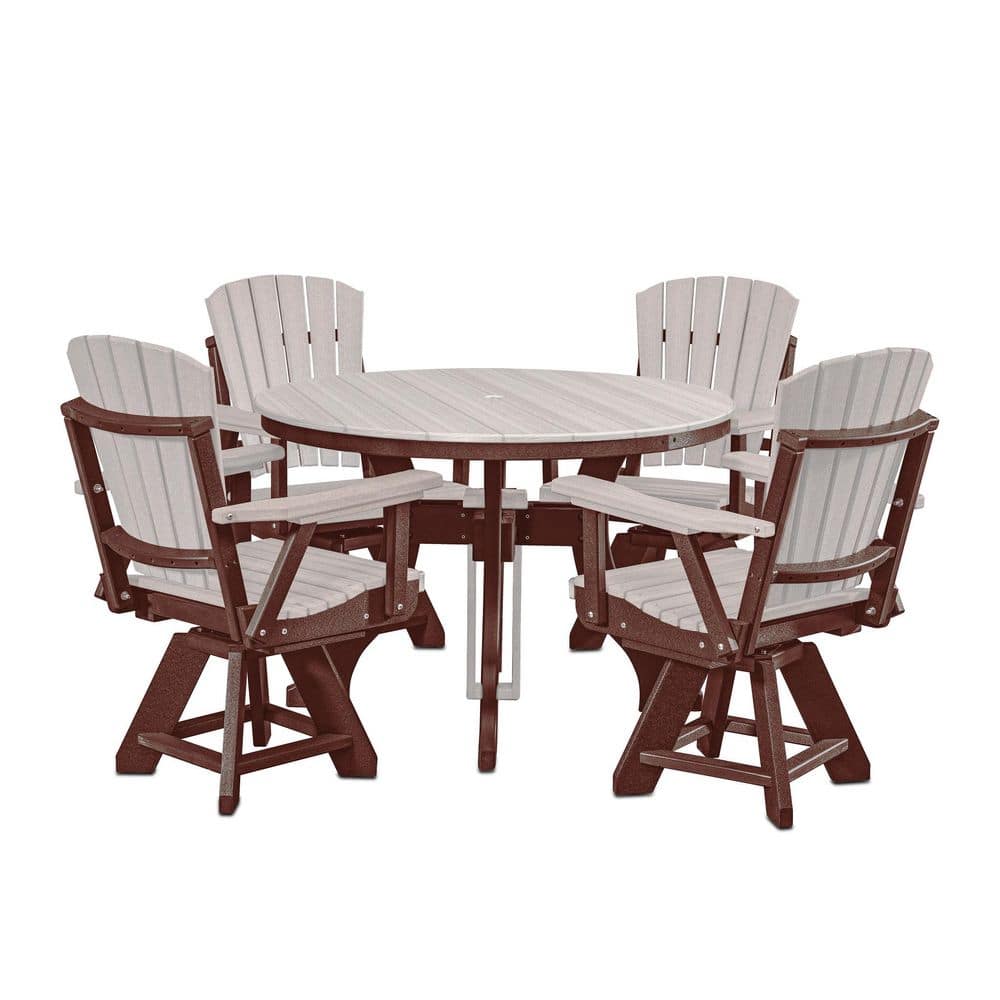 Adirondack Series Tudor Brown Five Piece High Density Polyethylene Plastic Round Dining Height Set with Swivel Chairs price history on PriceWatchPro