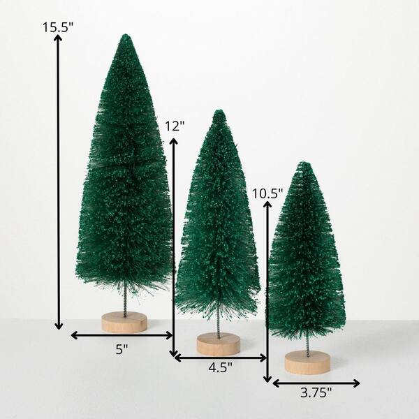 Light-Up Mini Bottle Brush Trees with Timer, Set of 5 
