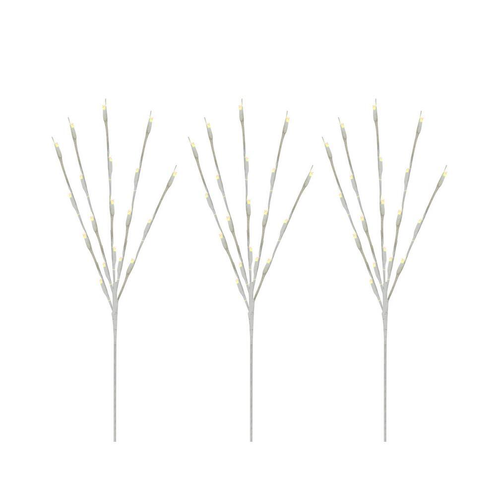3 Count 29 in. H 60-Light Warm White Twinkling LED Twig Tree Pathmarkers