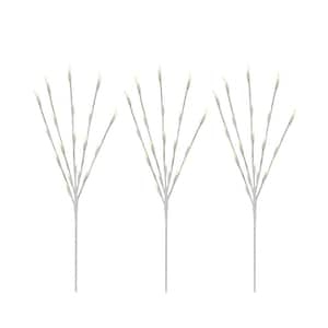 3 Count 29 in. H 60-Light Warm White Twinkling LED Twig Tree Pathmarkers