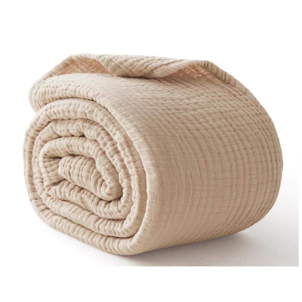 King Size, Muslin Blanket, 6 Layer 100% Cotton Lightweight Gauze Blanket, Breathable All Season Bed Coverlet, Beige price history on PriceWatchPro