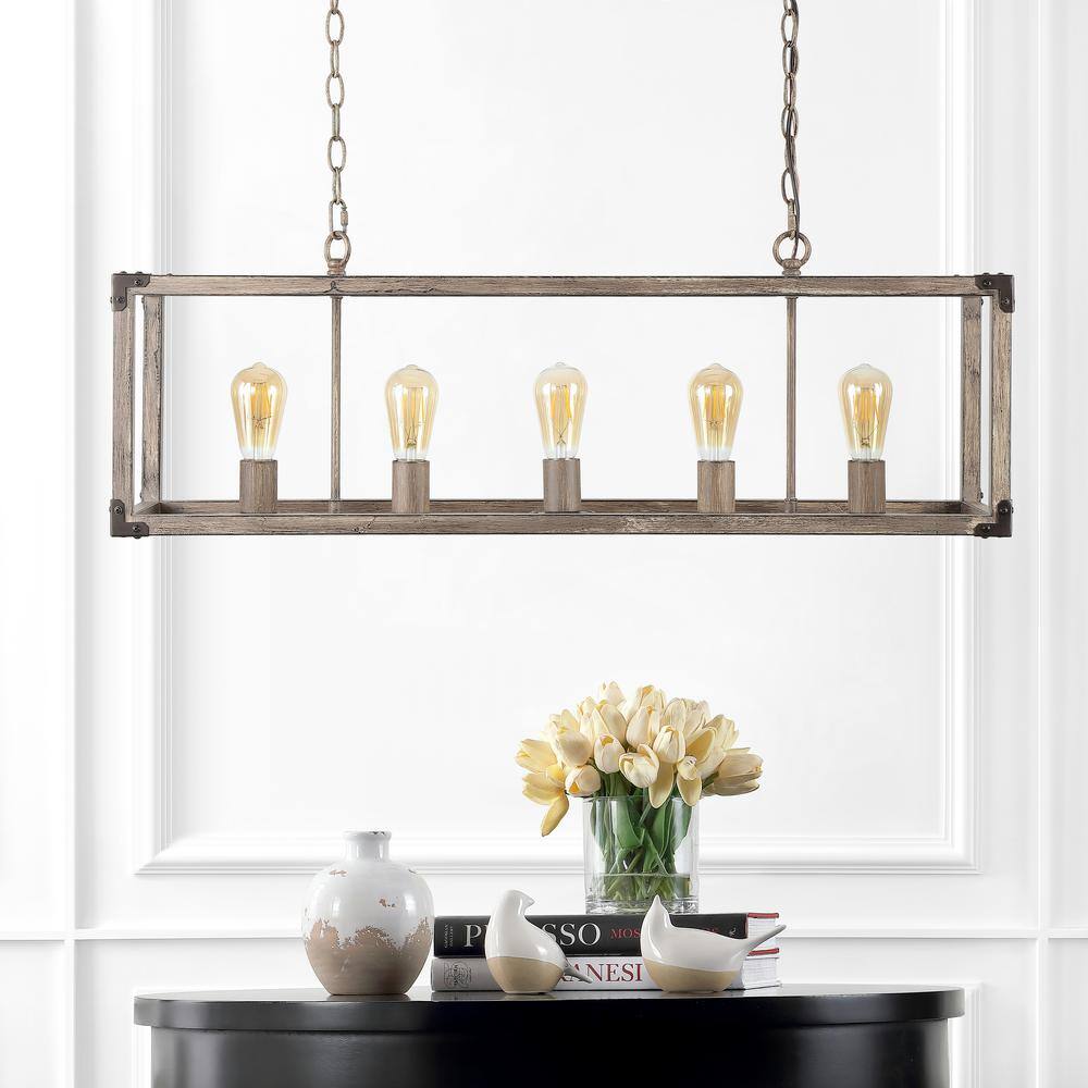 Magnolia Rustic 36" 5-Light Farmhouse LED Pendant in Oil-Rubbed Bronze