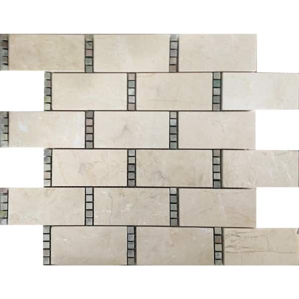 Apollo Tile Beige 4 in. x 5 in. Polished Subway Marble Mosaic Floor and Wall Tile Sample (0.13 sq. ft./Piece)
