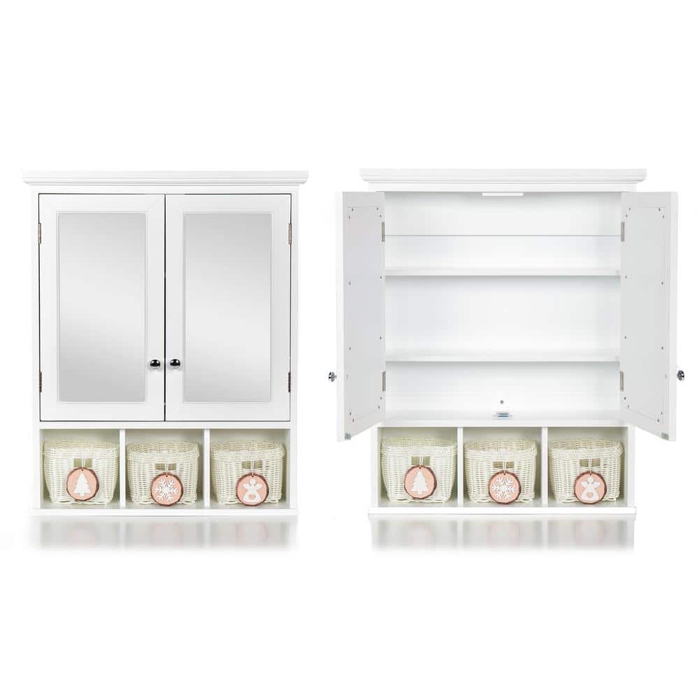 25 in. W x 7.5 in. D x 30 in. H Bathroom Storage Wall Cabinet in White with