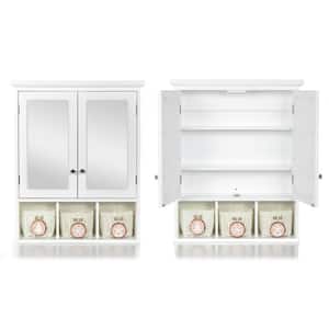 25 in. W x 7.5 in. D x 30 in. H Bathroom Storage Wall Cabinet in White with 2 Mirror Doors and Adjustable Shelf