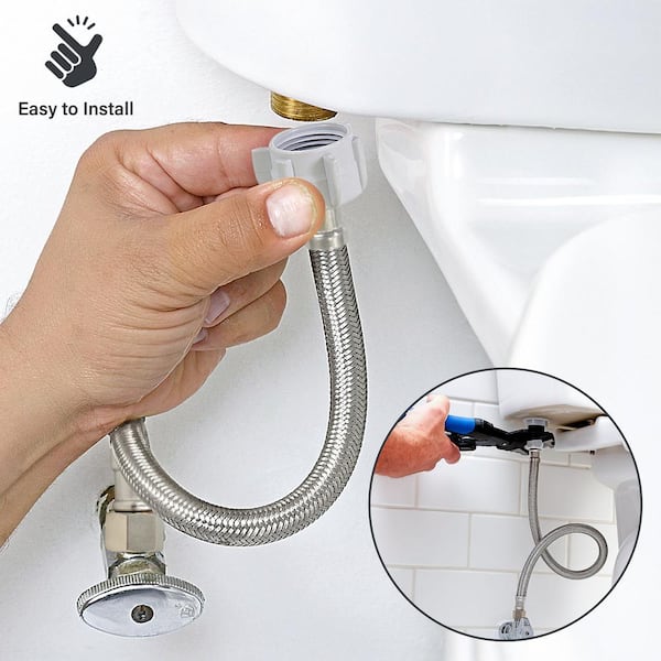 PLUMBFLEX Toilet Connector Water Line 3 8 in. x 7 8 in. Female Compression Balcock Nut Toilet Supply Line 24 in. NL 27424