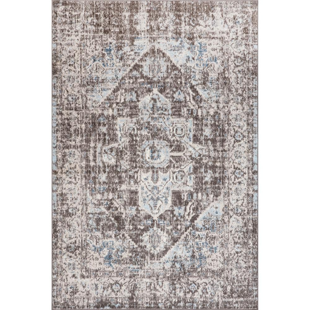 nuLOOM Justine Vintage Medallion 5 ft. x 8 ft. Brown Area Rug GRWS04D