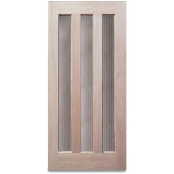Pacific Entries 36 in. x 79 in. 3-Lite with Reed Glass Unfinished Mahogany Front Door Slab - FSC 100%
