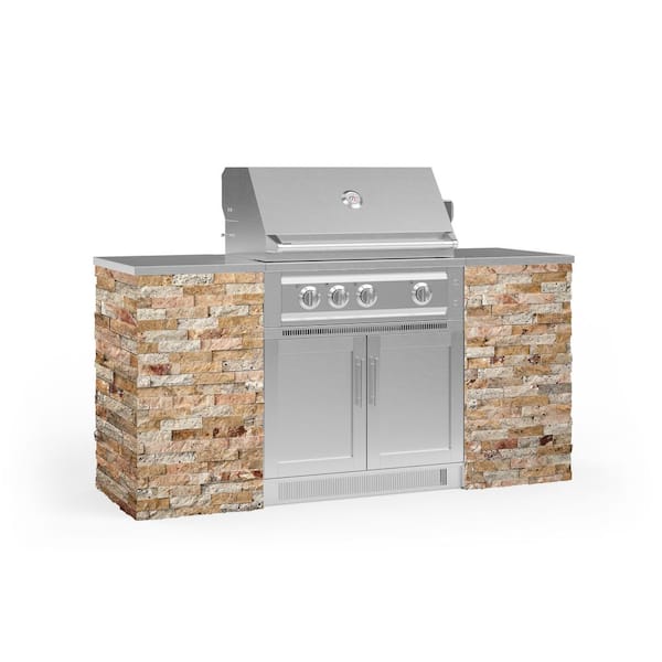 NewAge Products Signature Series 72.16 in. x 25.5 in. x 51 in. 6-Piece Outdoor Kitchen Cabinet Set with Liquid Propane 33 in. Gas Grill