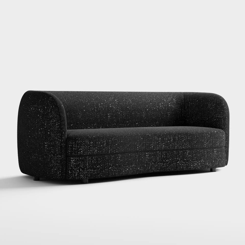 Julia 85 in. Black Boucle Fabric Modern Curved Sofa