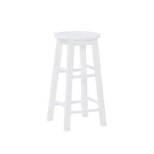 Lopes 24 in. H White Backless Wood Frame Round Counter stool