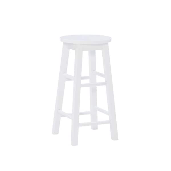 Linon Home Decor Lopes 24 in. H White Backless Wood Frame Round Counter stool