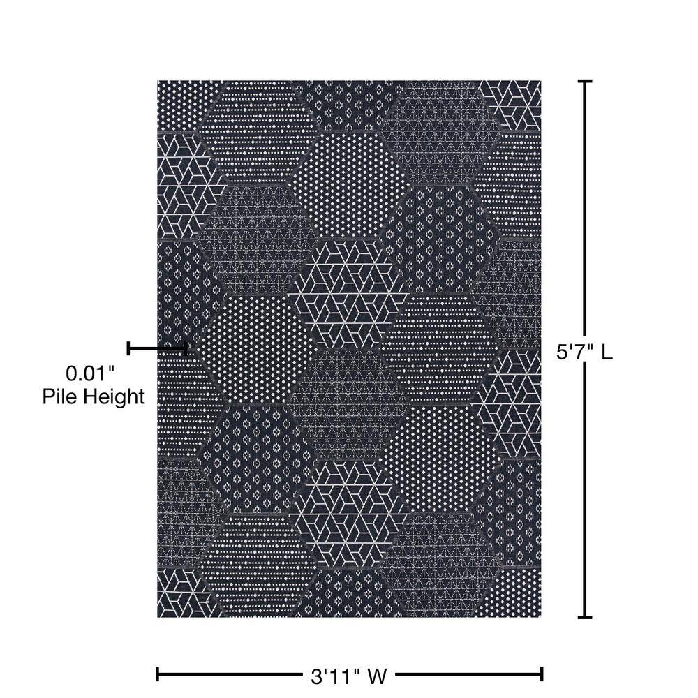 Couristan Afuera Black and Gray Synthetic Rectangular Area Rug