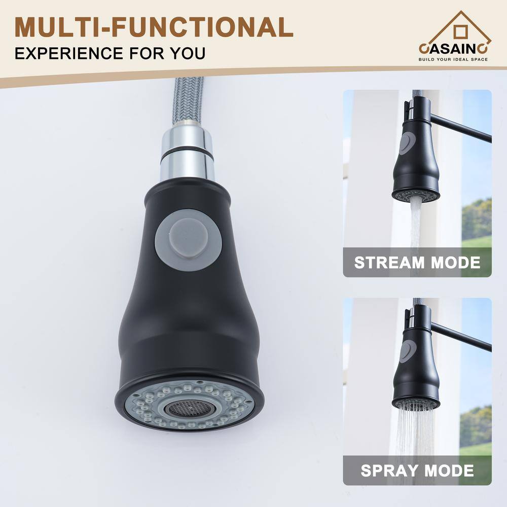 Matte Black Single-Handle Spring Pull-Down Kitchen Faucet