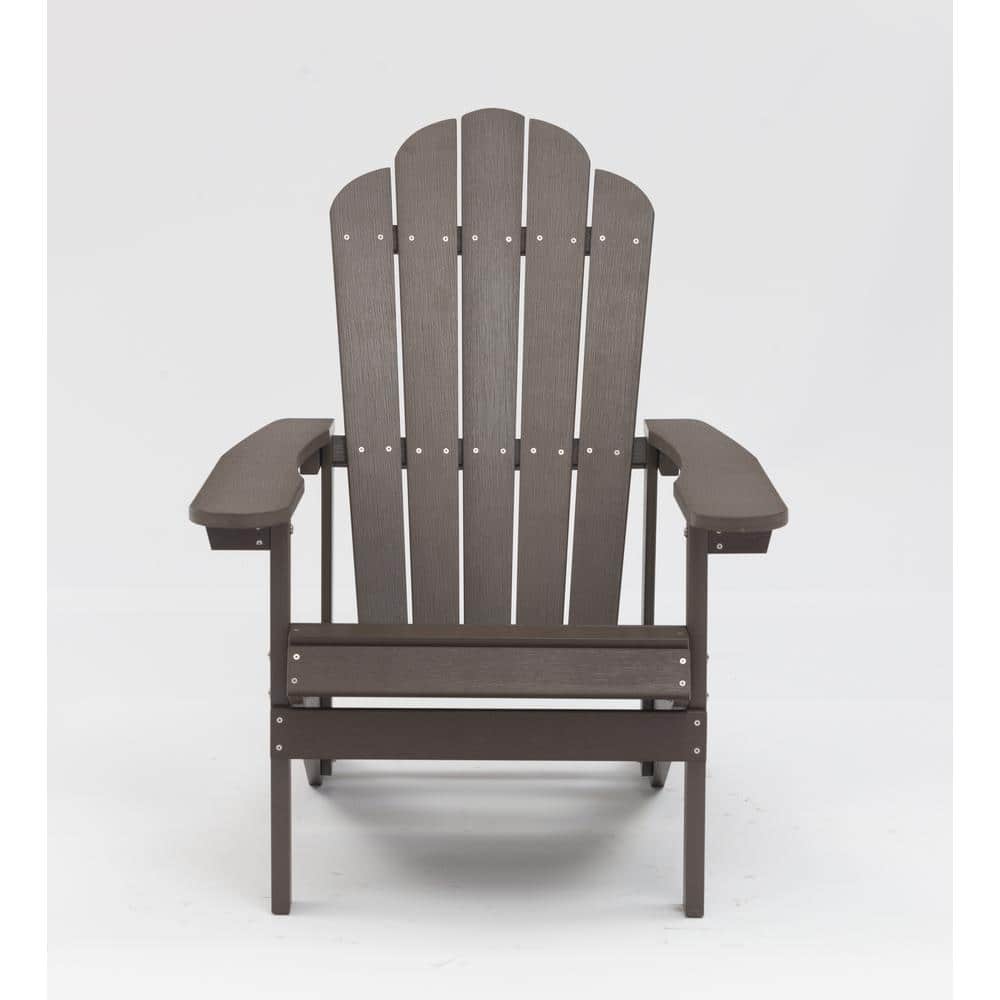 Classic HIPS All-Weather Coffee Plastic Adirondack Chair, Outdoor Patio Wea