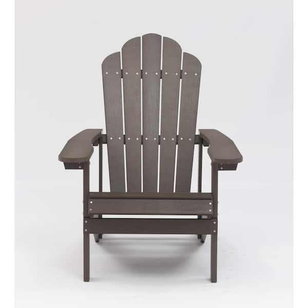 Unbranded Classic HIPS All-Weather Coffee Plastic Adirondack Chair, Outdoor Patio Weather Resistant Patio Chair for Deck Lawn