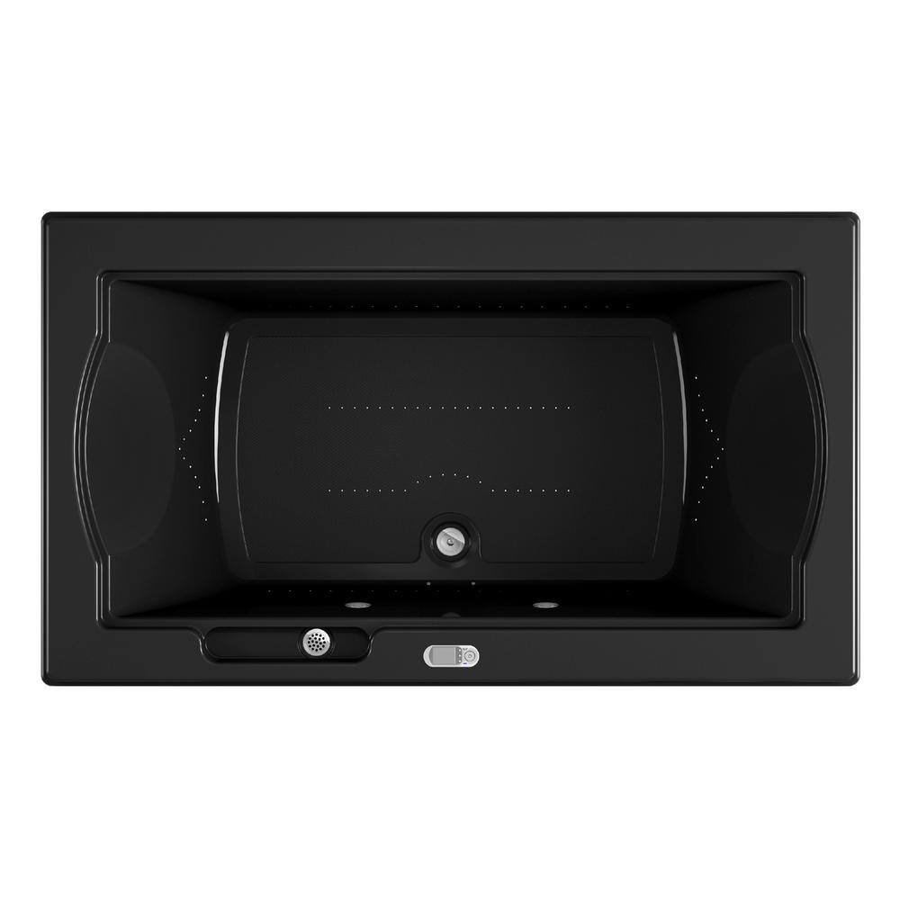 JACUZZI FUZION PURE AIR 72 in. x 42 in. Rectangular Air Bath Bathtub with Center Drain in Black