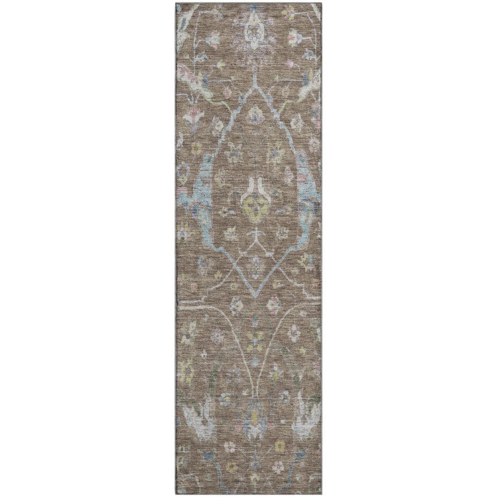 Mayfield Premium Machine Washable Abstract AMF2233 Brown 2 ft. x 7 ft. Runner Rug price history on PriceWatchPro
