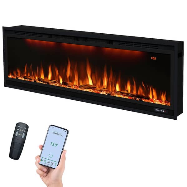 Prismaster ...keeps your home stylish 50 in. Smart Electric Fireplace Insert in Black, Lifelike Flames and Adjustable Thermostat, 1500-Watt, Black
