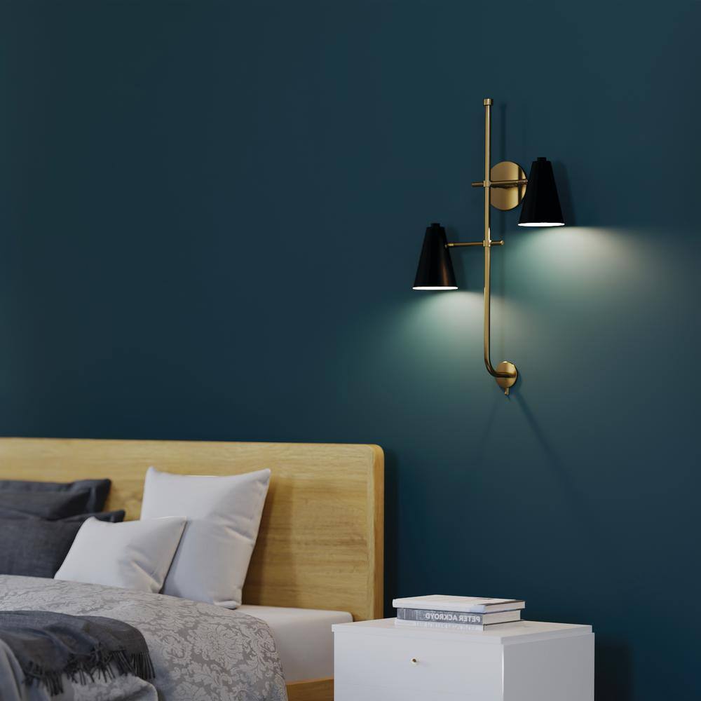 Sylvia Black and Brass 2-Light Wall Sconce