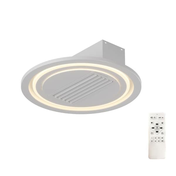 Jushua 21 in. Leafless 6 Speeds Reversible Motor Indoor White Ceiling Fan with Dimmable Integrated LED, Remote Control