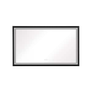72 in. W x 36 in. H Oversized Rectangular Black Framed LED Wall Bathroom Vanity Mirror in Matte Black