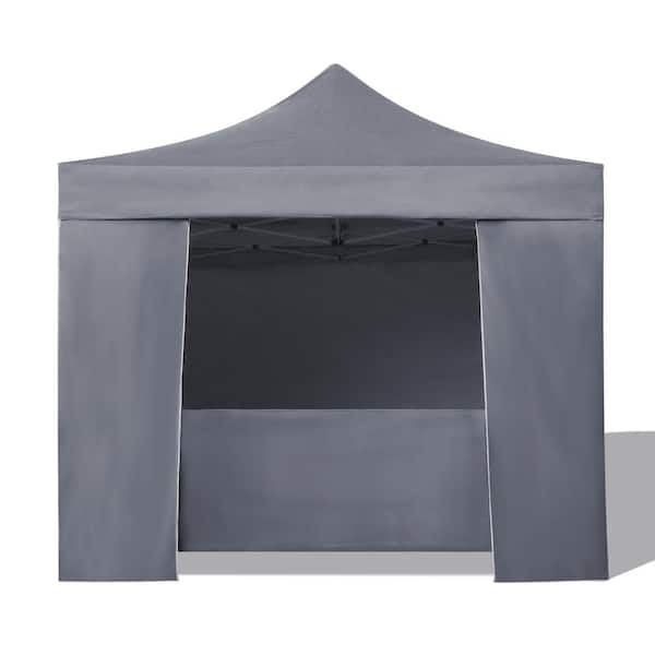 Unbranded 10 ft. x 10 ft. Outdoor Gray Pop-Up Sidewall Canopy Tent for Backyard, Patio, Garden, Picnic