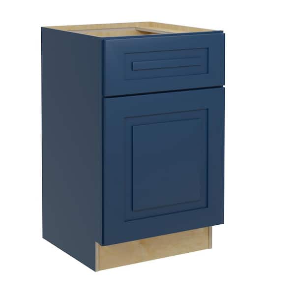 Home Decorators Collection Grayson Mythic Blue Painted Plywood Shaker Assembled Base Kitchen Cabinet Soft Close 21 in W x 24 in D x 34.5 in H