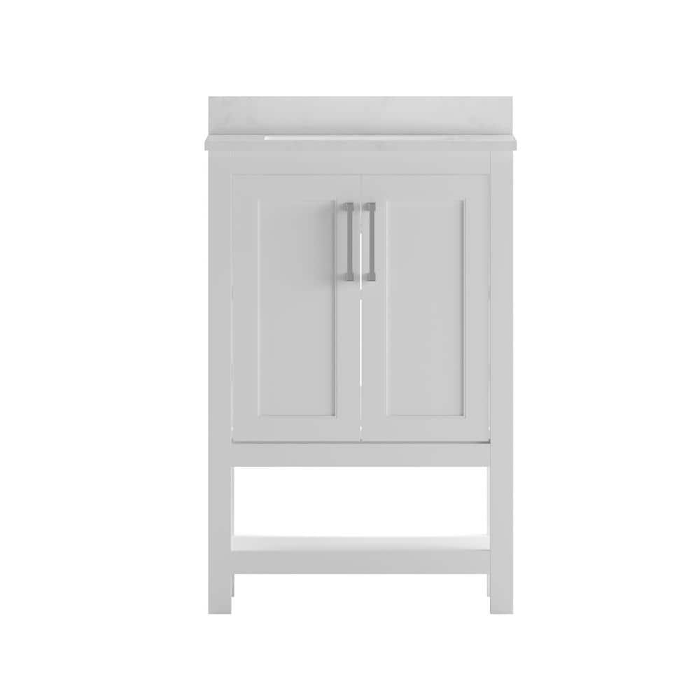 Vivien 24" White Composite Freestanding Bathroom Vanity with Ceramic Sink