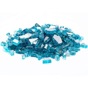 1/2 in. 10 lb. Medium Caribbean Blue Reflective Tempered Fire Glass