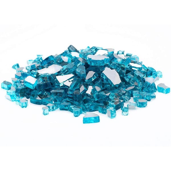 Margo Garden Products 1/4 in. 25 lb. Caribbean Blue Reflective Tempered Fire Glass