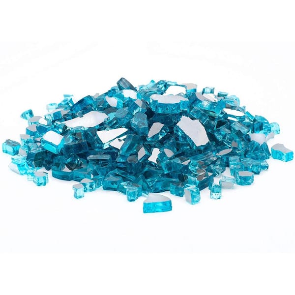 Margo Garden Products 1/2 in. 25 lb. Medium Caribbean Blue Reflective Tempered Fire Glass