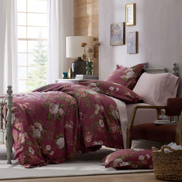 Legends Hotel Victorian Bloom Wrinkle-Free Rose Multi Sateen King Sheet Set